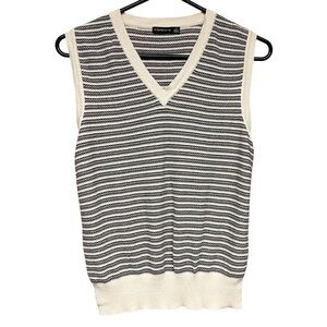 Ashworth Striped V-Neck Sweater Vest Size Small